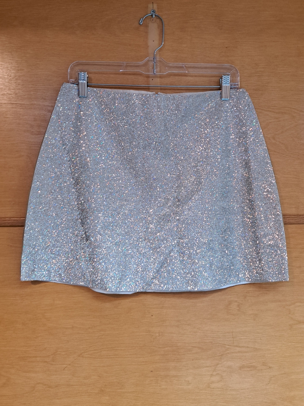 12 TH Tribe Sparkle Silver Discoteca Mini Skirt - Women Size Large Nwt